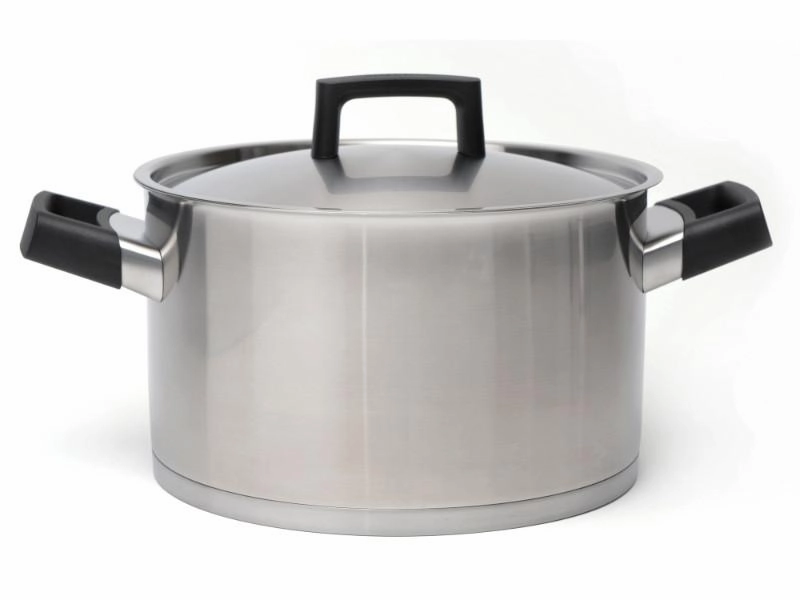 BergHOFF Ron 10" 18/10 Stainless Steel Covered Stockpot 6.8Qt., Black Handles cookware set,cooking pots,kitchen cookware