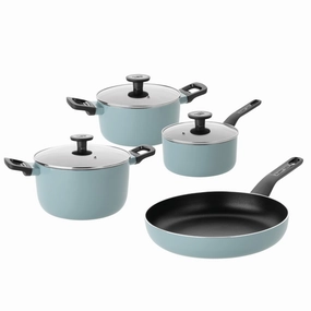 BergHOFF Slate Non-stick Aluminum 7Pc Cookware Set with Glass Lid cookware set,cooking pots,kitchen cookware