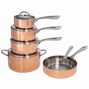 BergHOFF Vintage 10pc Tri-Ply Copper Cookware Set with Lids, Polished cookware set,cooking pots,kitchen cookware