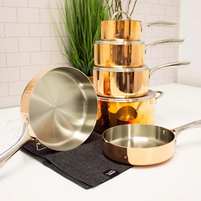 BergHOFF Vintage 15pc Tri-Ply Copper Cookware with Spatulas Set, SS Lids, Polished cookware set,cooking pots,kitchen cookware