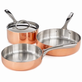 BergHOFF Vintage 4pc Tri-Ply Copper Cookware Set with Lids, Polished cookware set,cooking pots,kitchen cookware