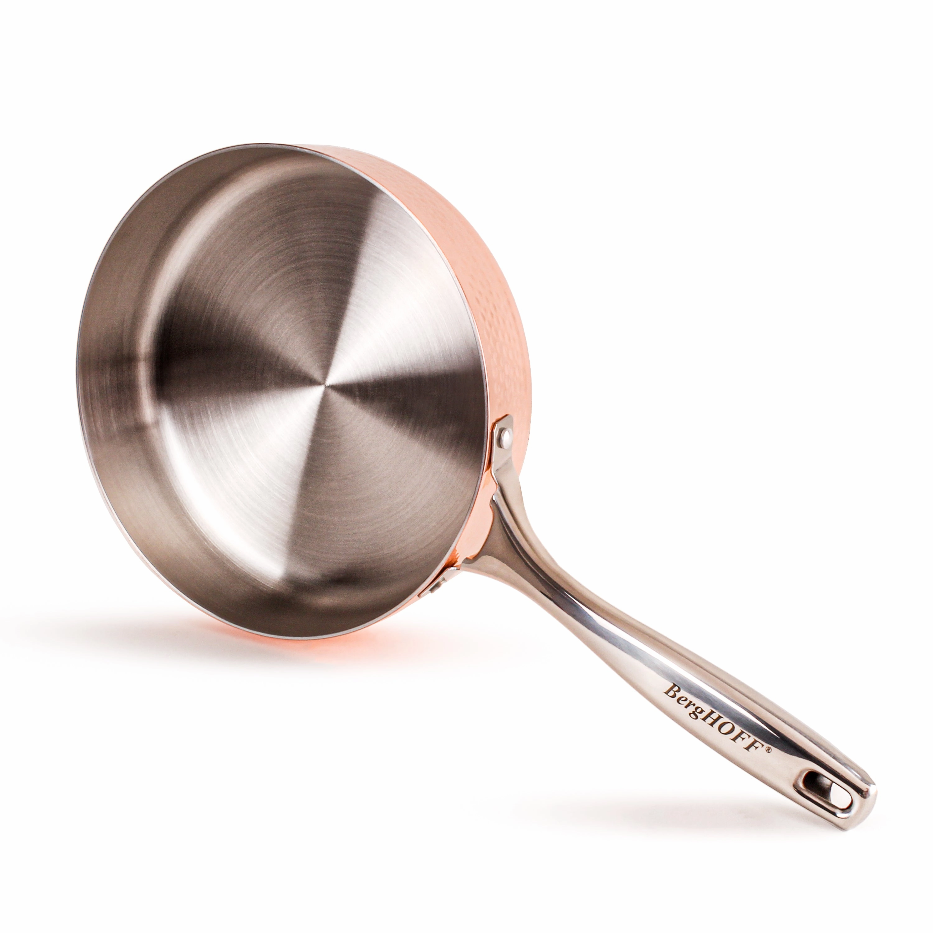 BergHOFF Vintage 5pc Tri-Ply Copper Saucepan & Deep Skillet Cookware Set,  SS Lids, Hammered