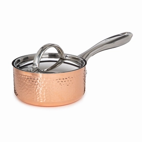 BergHOFF Vintage Tri-Ply Copper 5.5" Saucepan 1qt. with Lid, Hammered cookware set,cooking pots,kitchen cookware