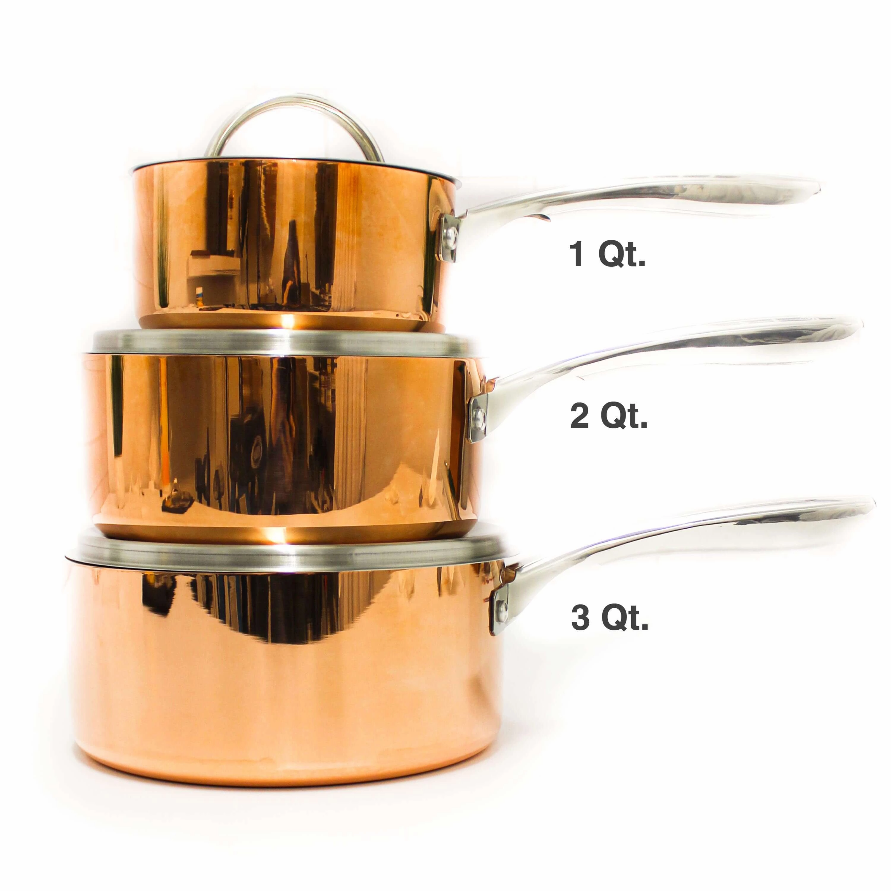 BergHOFF Vintage Tri-Ply Copper 5.5" Saucepan 1qt. with Lid, Polished