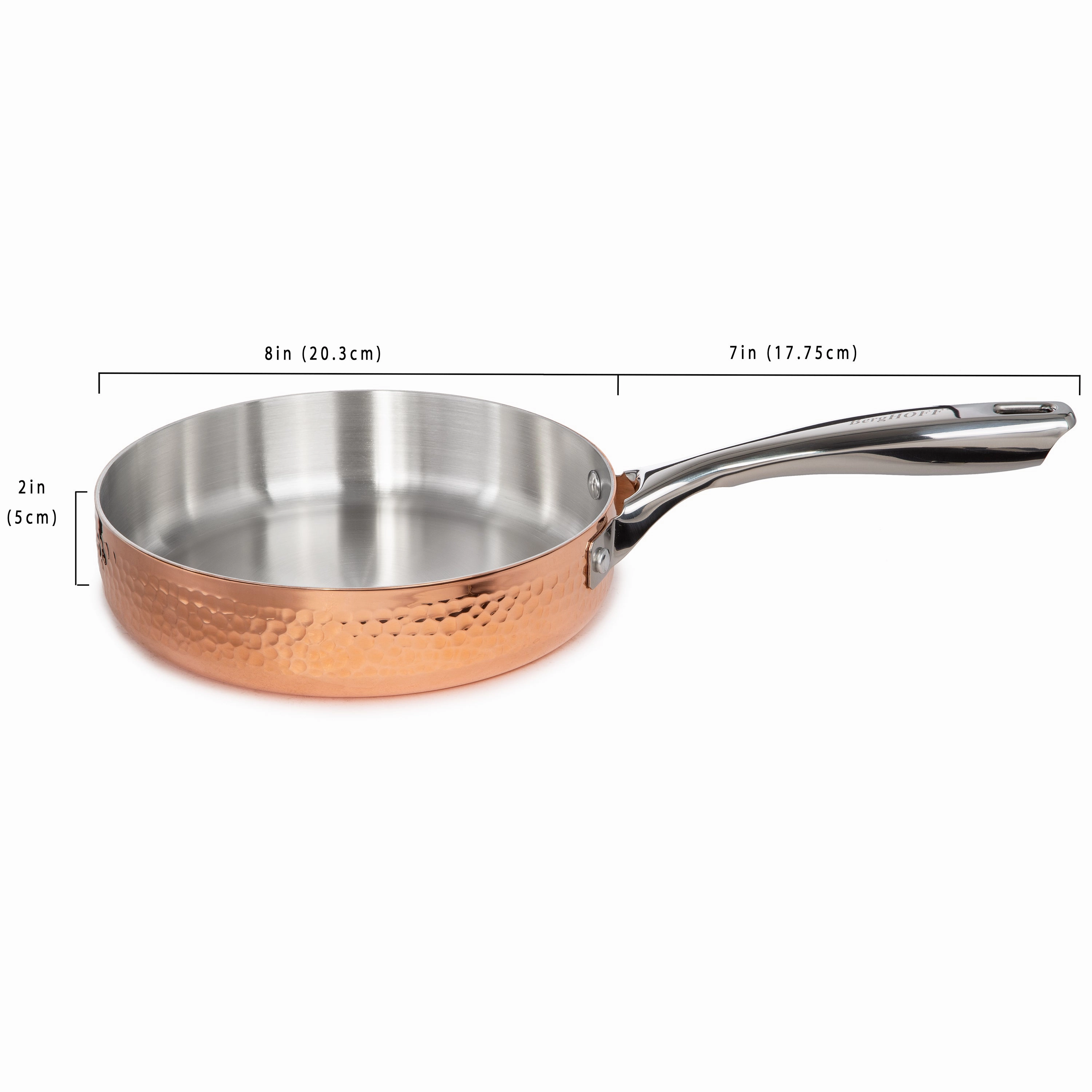 BergHOFF Vintage Tri-Ply Copper 8" Deep Skillet, Hammered