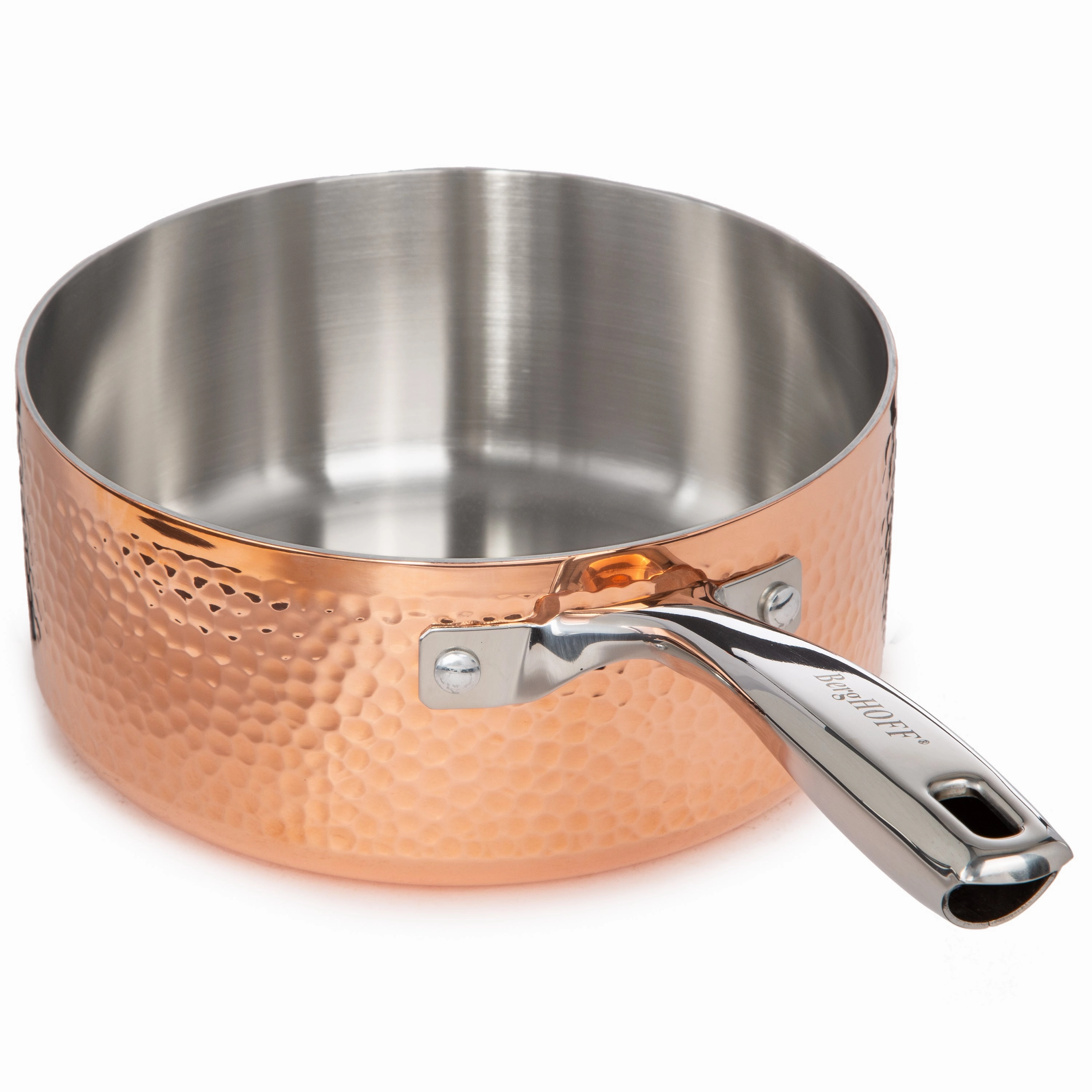 BergHOFF Vintage Tri-Ply Copper 8" Saucepan 3qt. with Lid, Hammered