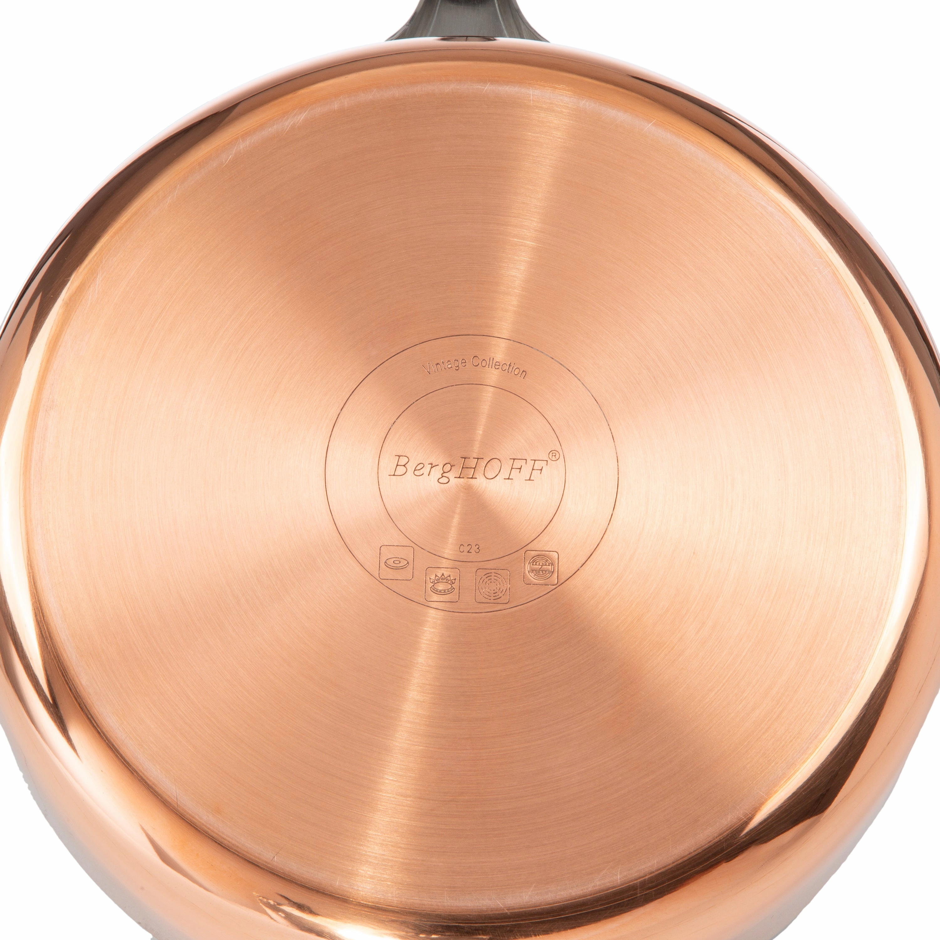 BergHOFF Vintage Tri-Ply Copper 9.5" Deep Skillet, Hammered