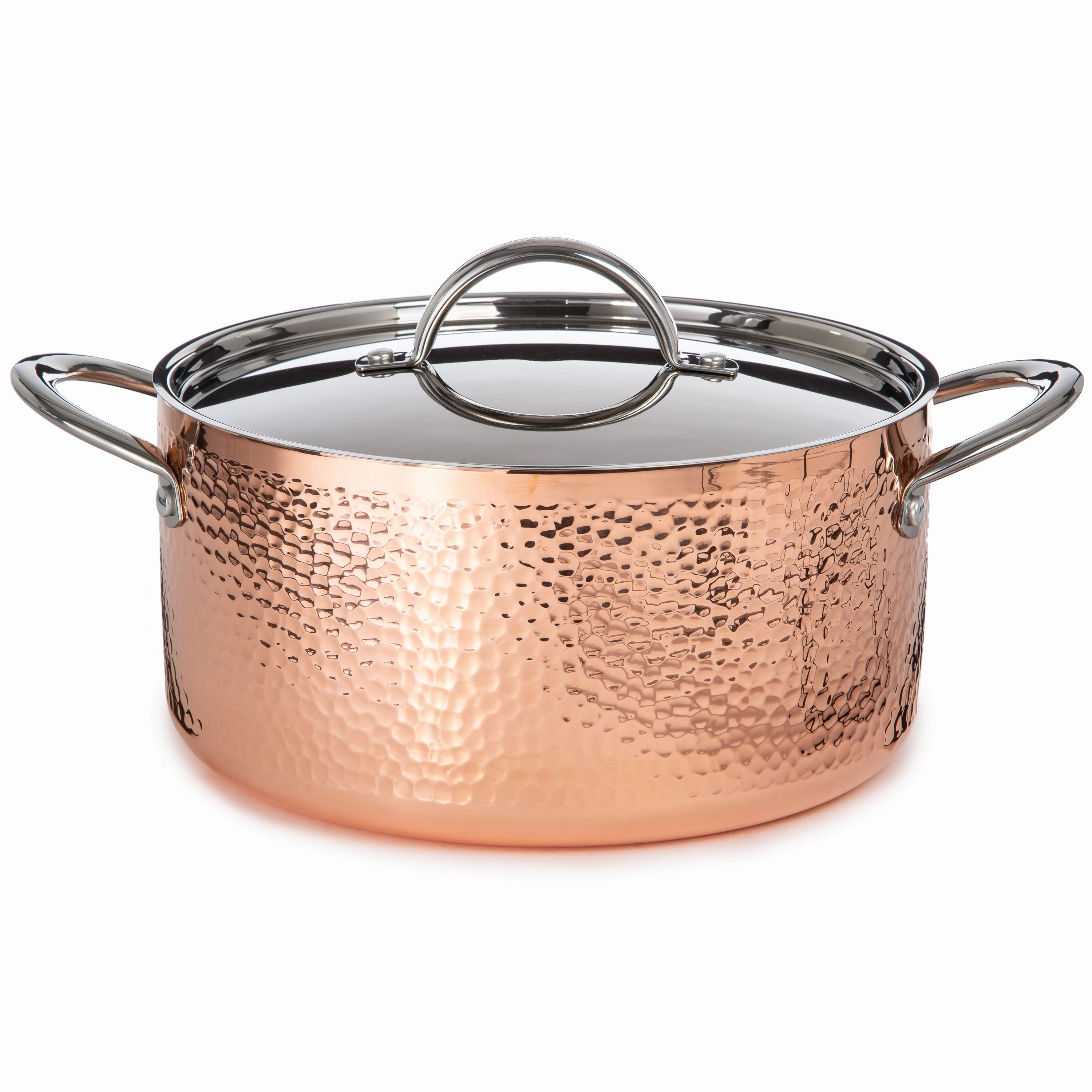 BergHOFF Vintage Tri-Ply Copper 9.5" Stockpot 5.75qt. with Lid, Hammered cookware set,cooking pots,kitchen cookware