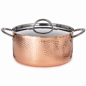 BergHOFF Vintage Tri-Ply Copper 9.5" Stockpot 5.75qt. with Lid, Hammered cookware set,cooking pots,kitchen cookware