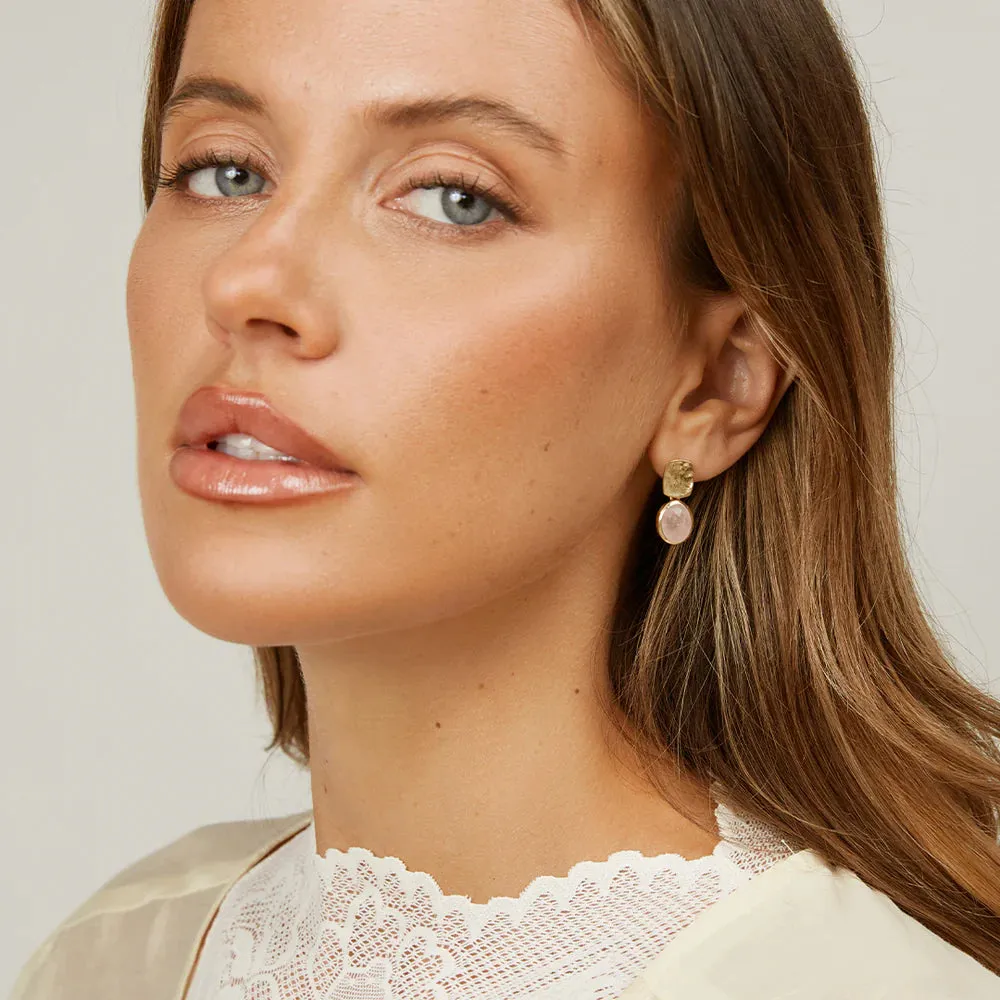 Bianc Olive Earrings Rose Quartz Shoes_Bianc-Jewellery