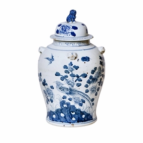 Bird and Flower Blue and White Porcelain Temple Jar vase,flower vase,home decoration