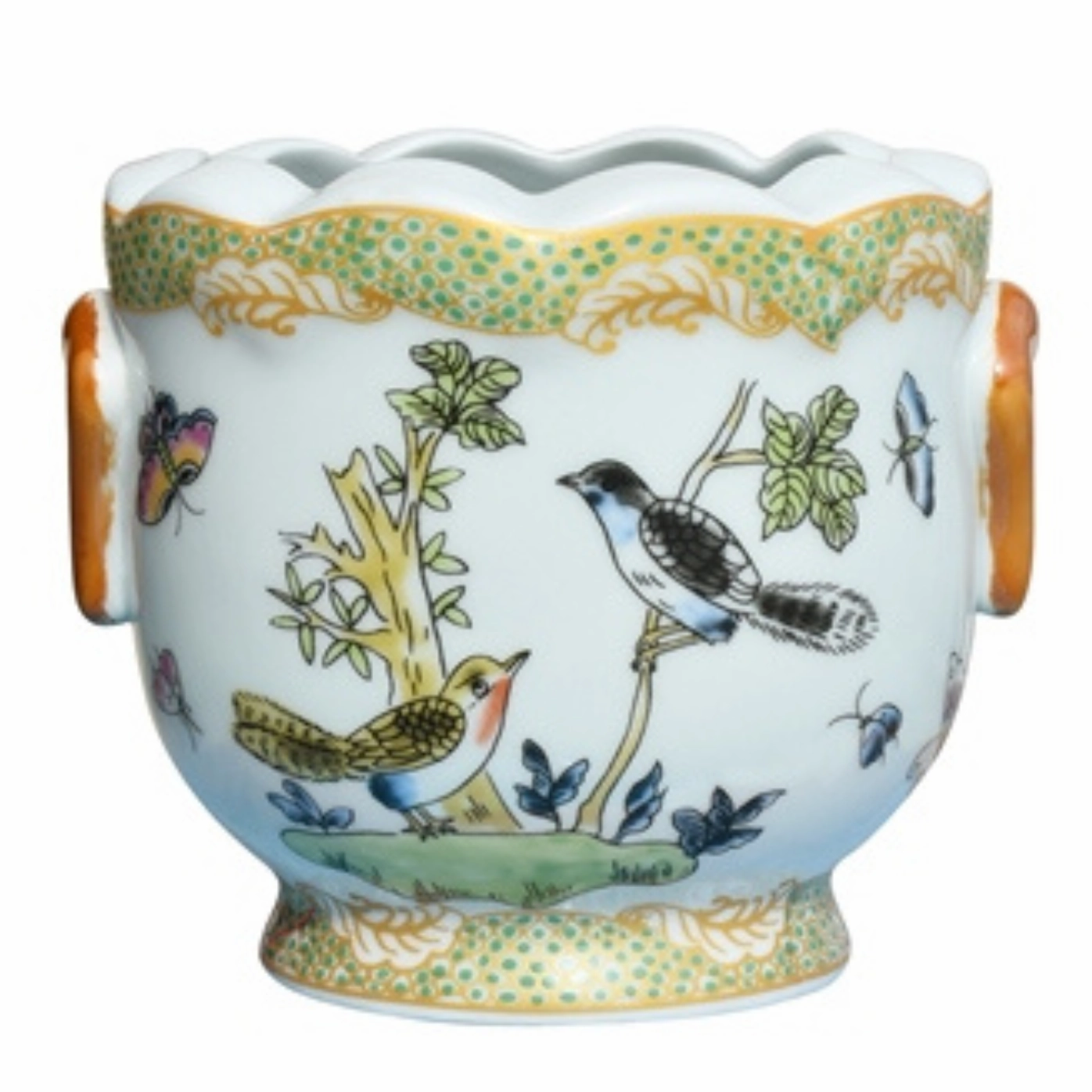 Bird and Flower Porcelain Cachepot vase,flower vase,home decoration