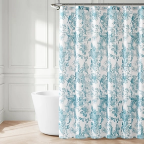 Bird And Hydrangea Toile Shower Curtain shower curtain,bath curtain,bathroom decor