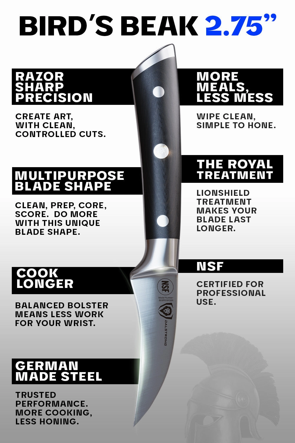 Bird's Beak Tourne Paring Knife 2.75" | Gladiator Series | NSF Certified | Dalstrong 