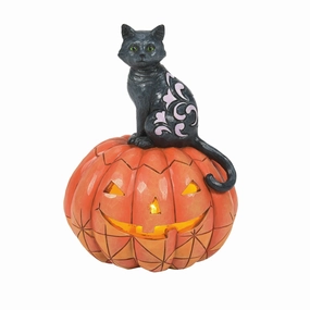 Black Cat on Pumpkin LED Fig figurines,decorative figurines,home accents