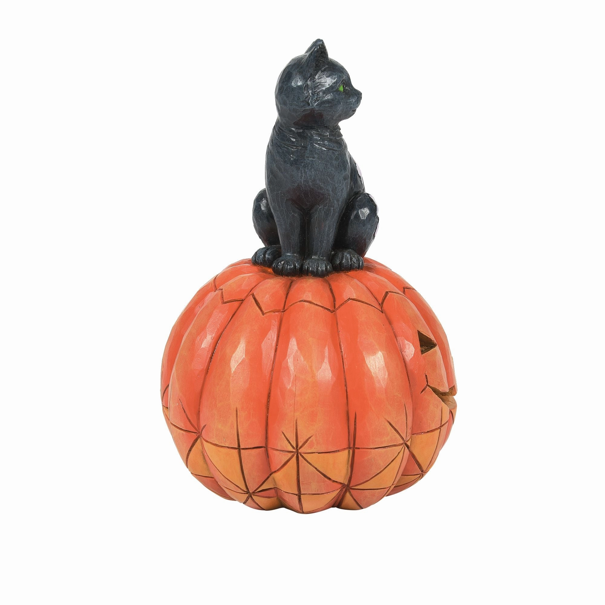 Black Cat on Pumpkin LED Fig