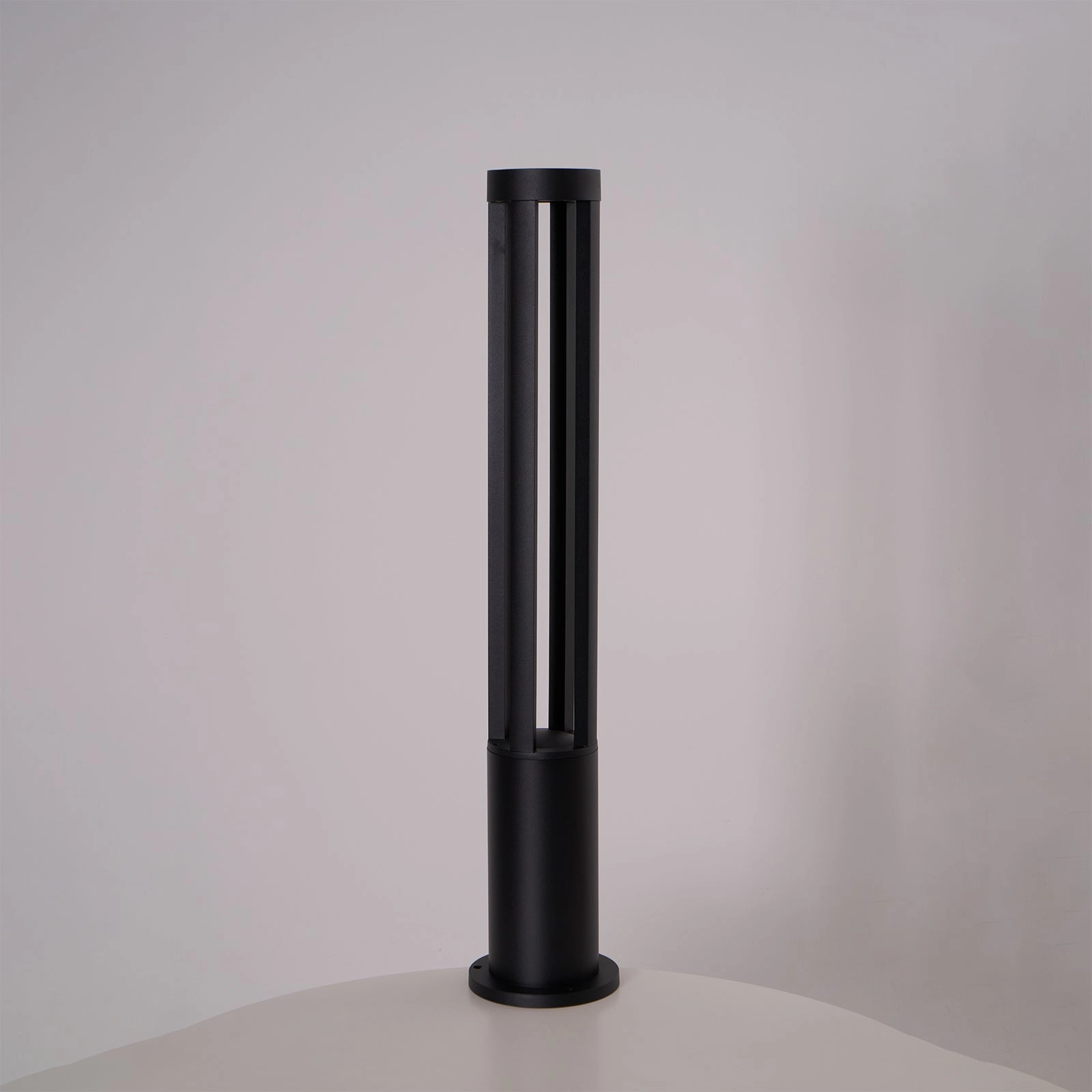 Black Cylindrical Solar Outdoor Post Light