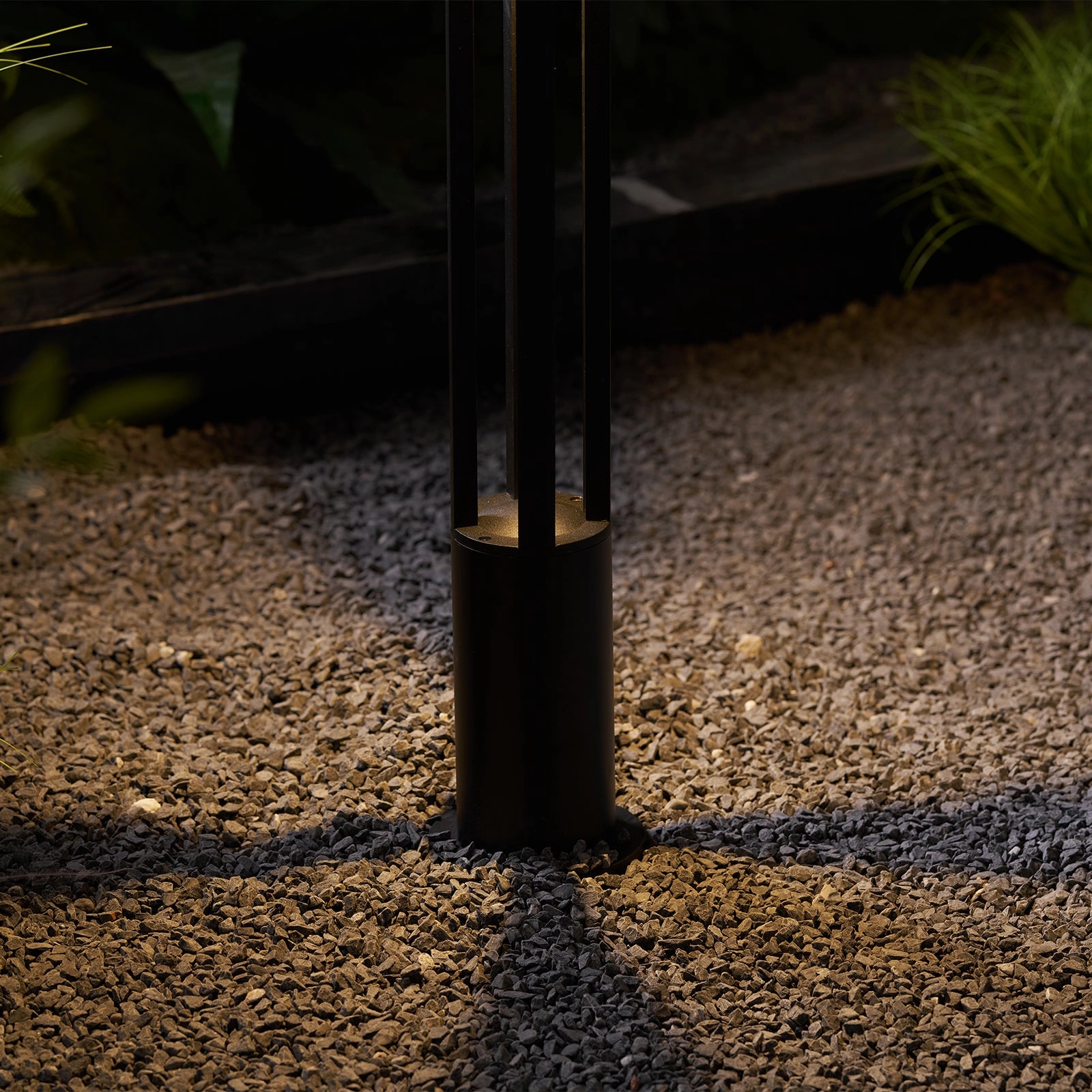 Black Cylindrical Solar Outdoor Post Light