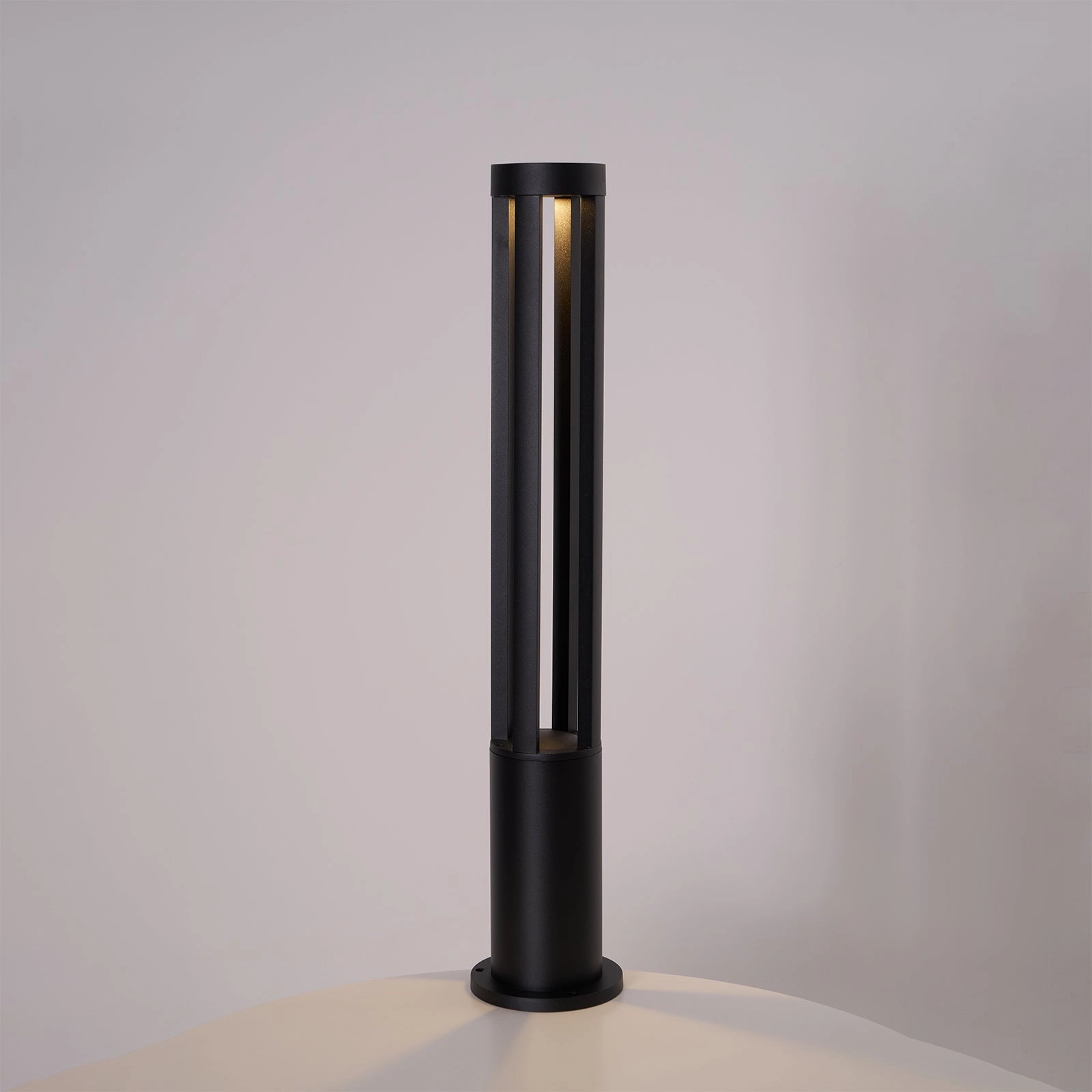 Black Cylindrical Solar Outdoor Post Light