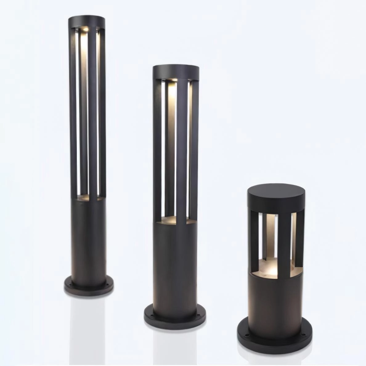 Black Cylindrical Solar Outdoor Post Light