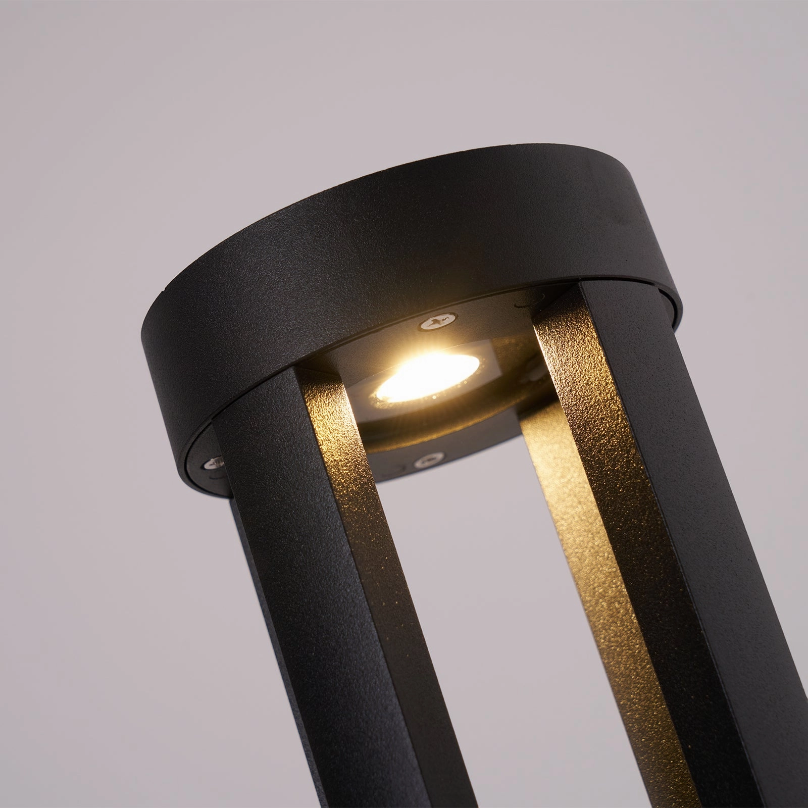 Black Cylindrical Solar Outdoor Post Light