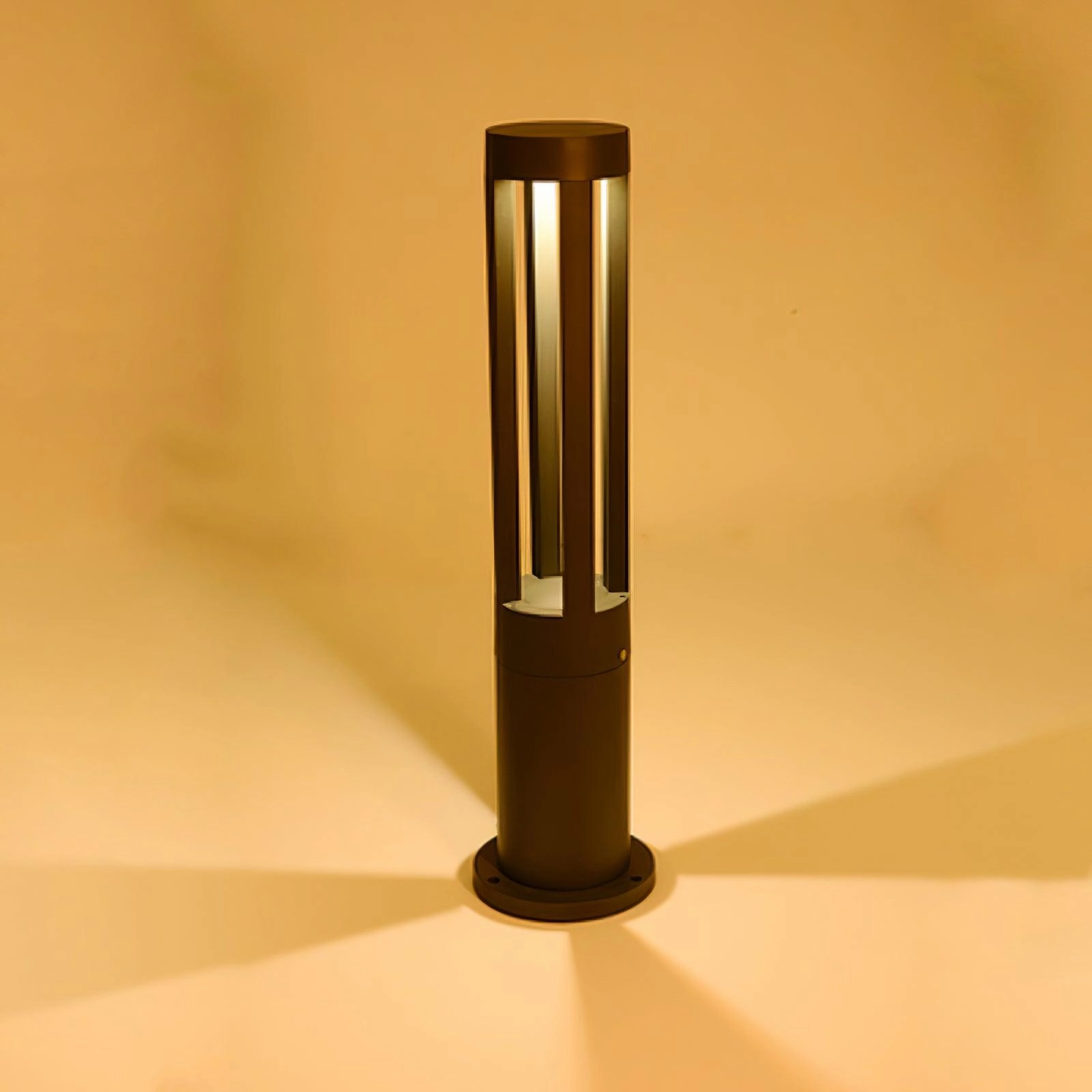 Black Cylindrical Solar Outdoor Post Light