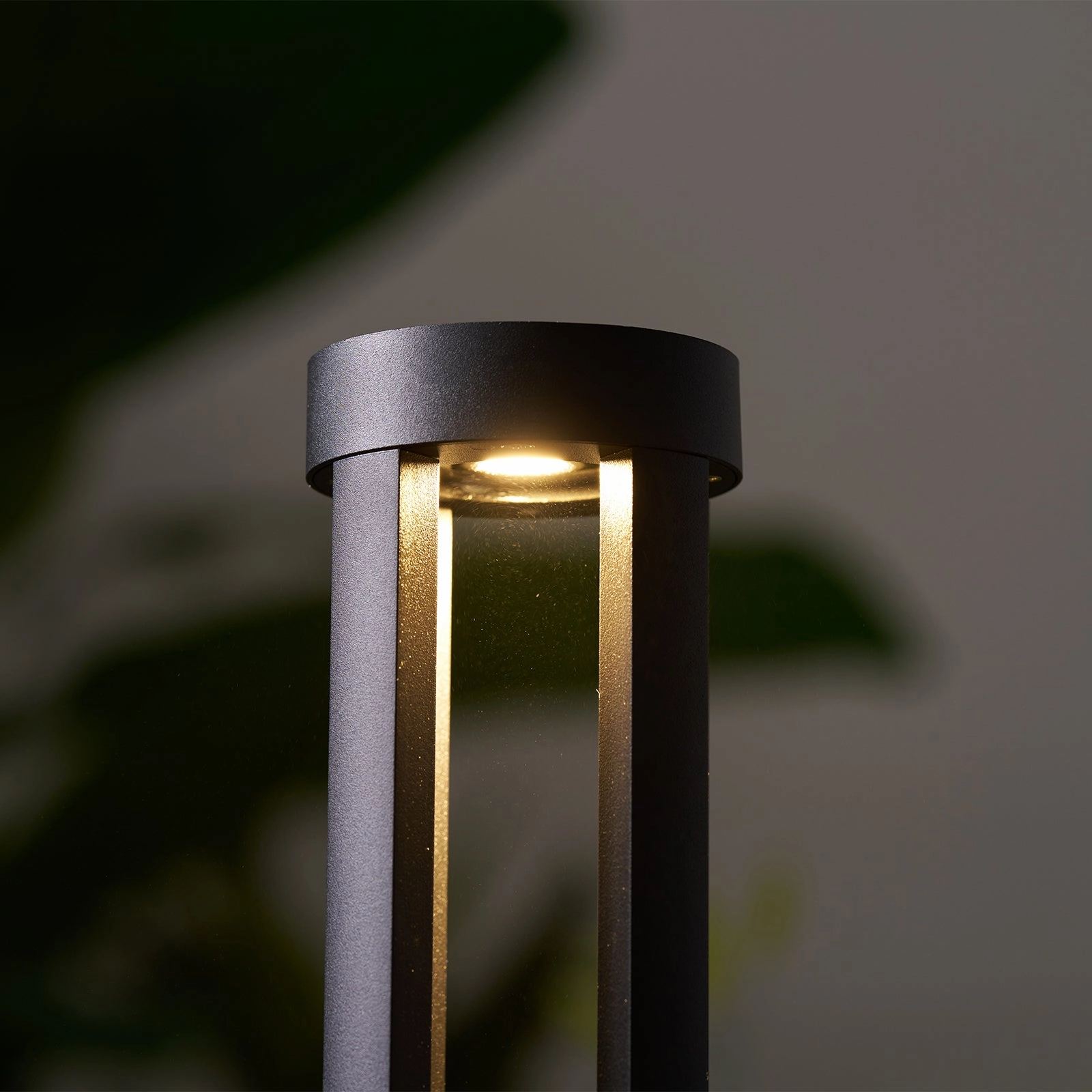 Black Cylindrical Solar Outdoor Post Light