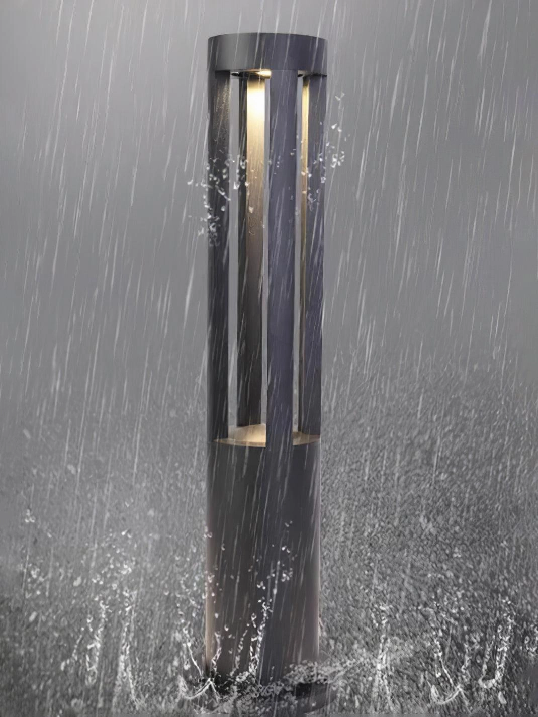 Black Cylindrical Solar Outdoor Post Light