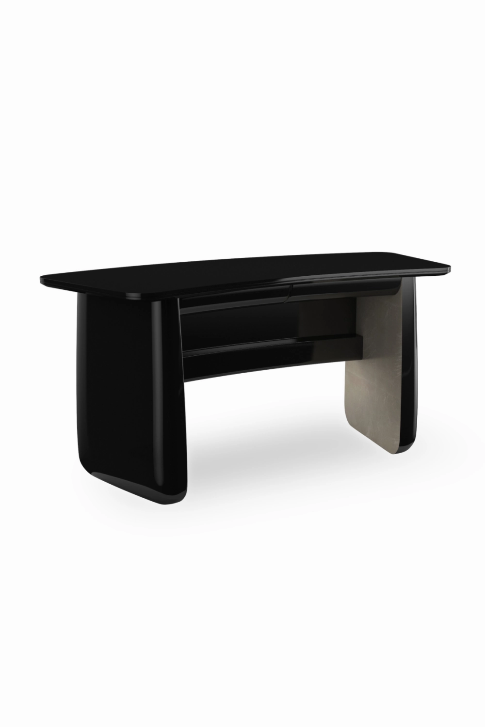 Black Glass 2-Drawer Desk | Caracole Cabochon