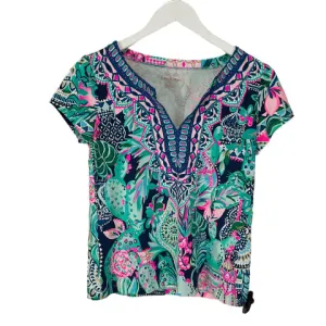 Blue Top Short Sleeve Designer Lilly Pulitzer, Size Xs lilly pulitzer