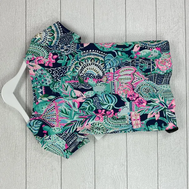 Blue Top Short Sleeve Designer Lilly Pulitzer, Size Xs lilly pulitzer