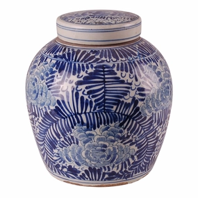 Blue & White Lidded Palm Jar vase,flower vase,home decoration