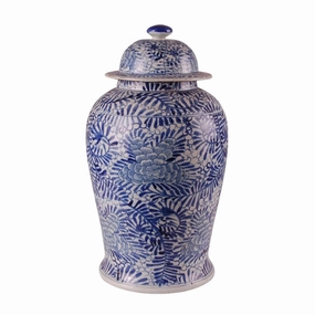 Blue & White Porcelain Floral Palm Ginger Jar vase,flower vase,home decoration