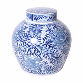 Blue And White Blooming Flowers Porcelain Ancestor Jar vase,flower vase,home decoration