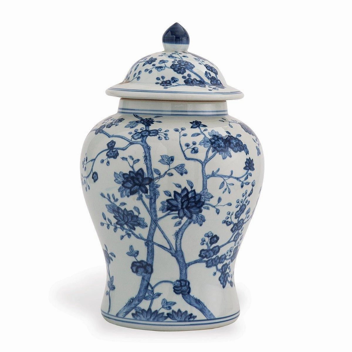 Blue and White Floral Temple Jar with Lid vase,flower vase,home decoration