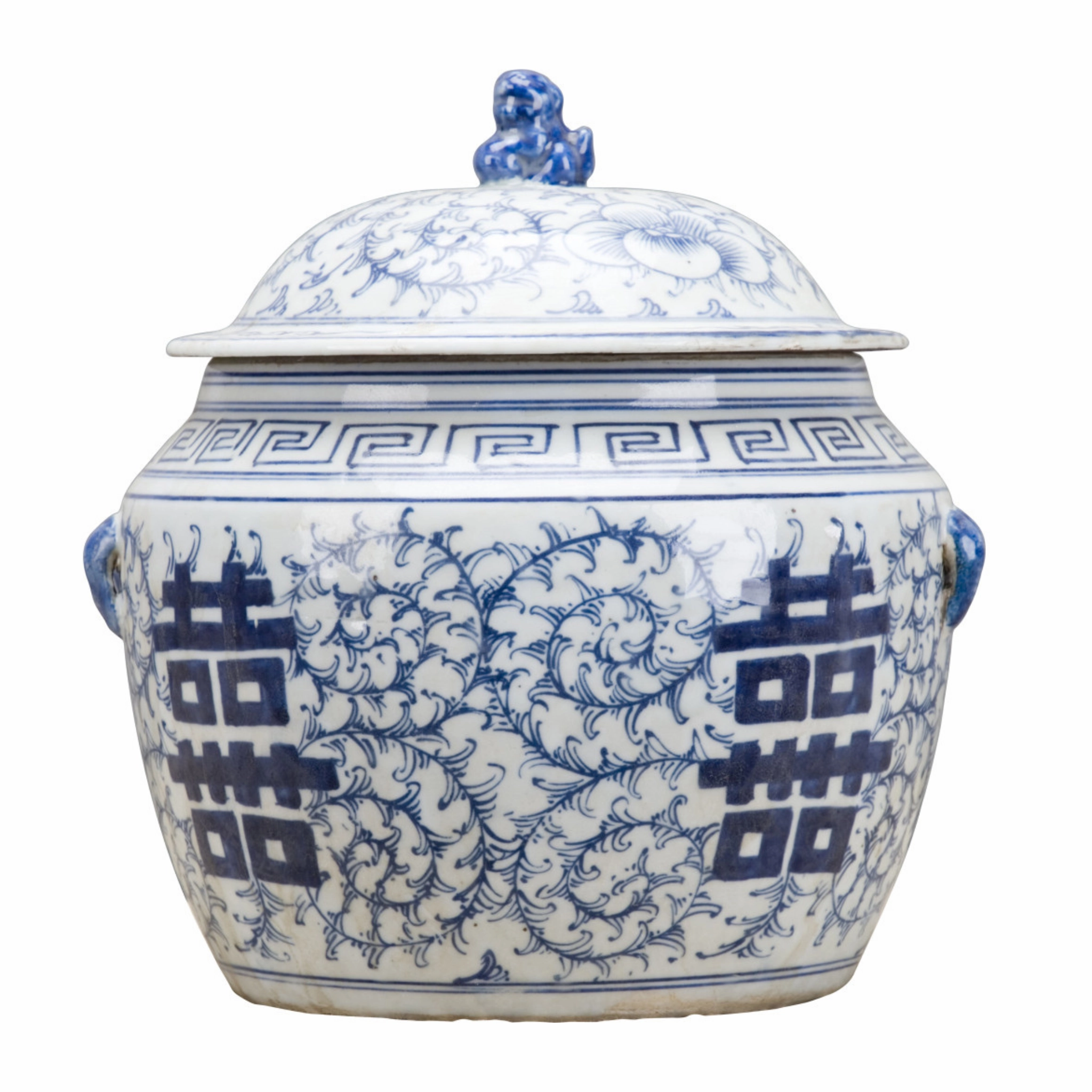 Blue and White Lidded Double Happiness Jar vase,flower vase,home decoration