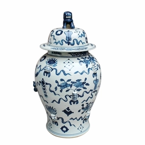 Blue and White Porcelain Antique Symbol Temple Jar vase,flower vase,home decoration