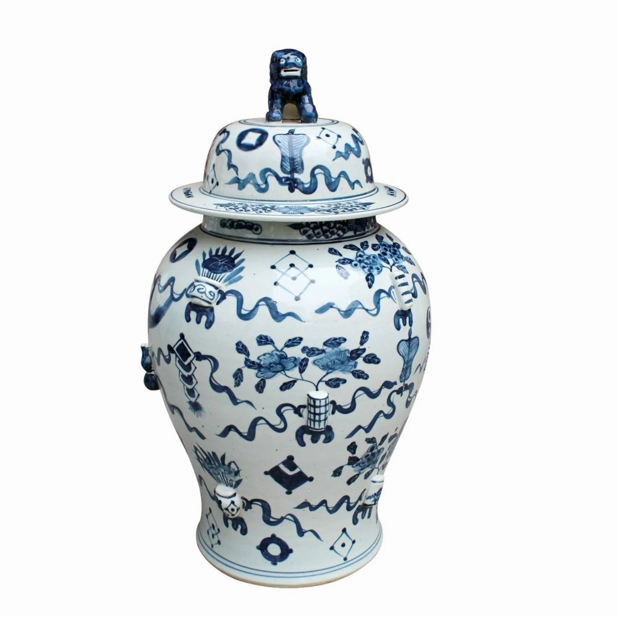 Blue and White Porcelain Antique Symbol Temple Jar vase,flower vase,home decoration