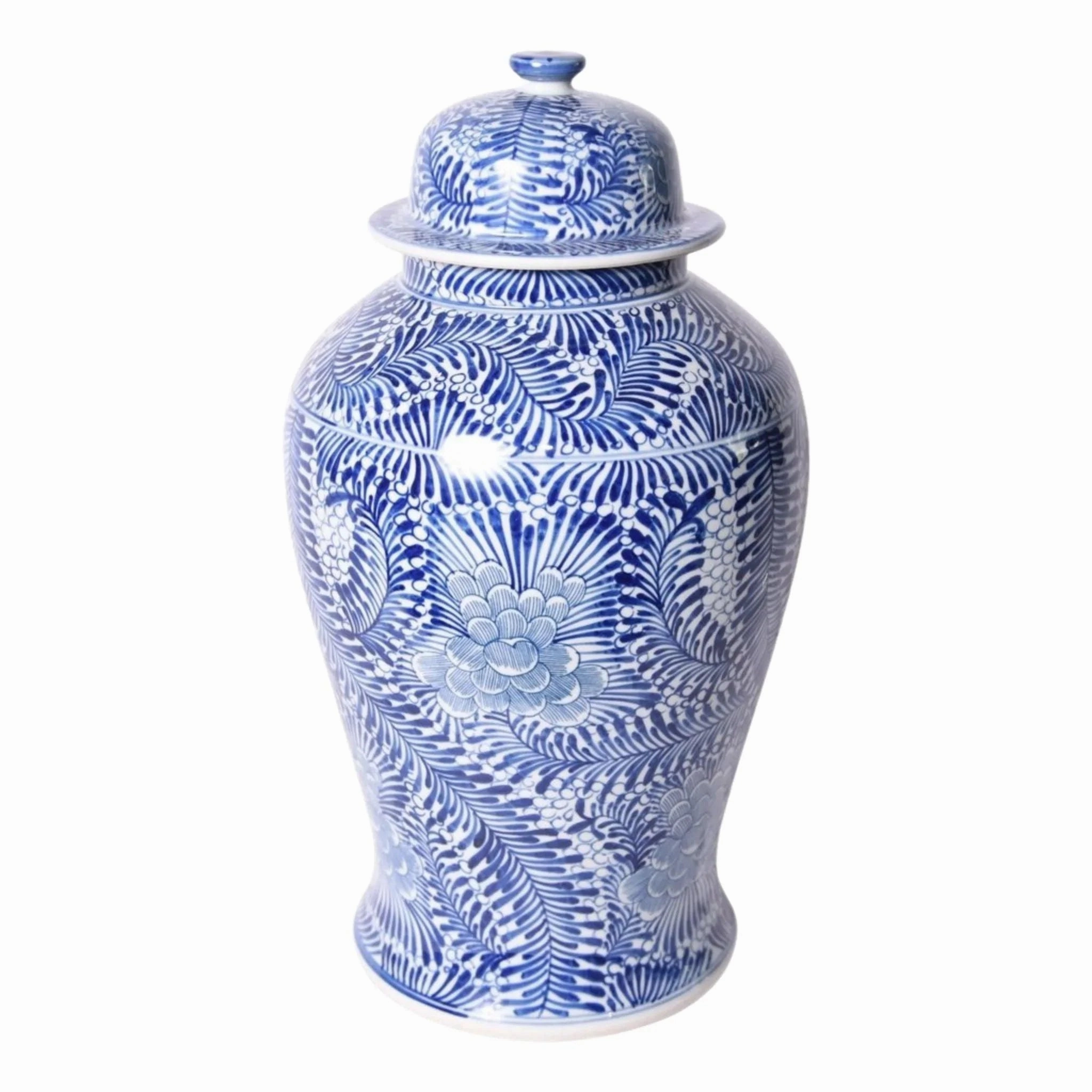 Blue and White Porcelain Blooming Flowers Temple Jar vase,flower vase,home decoration
