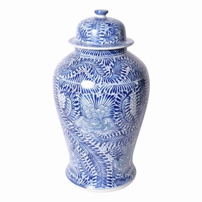 Blue and White Porcelain Blooming Flowers Temple Jar vase,flower vase,home decoration