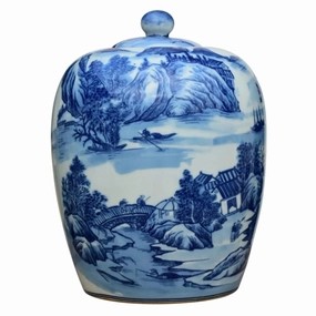 Blue and White Porcelain Canton Rivers Ginger Jar vase,flower vase,home decoration