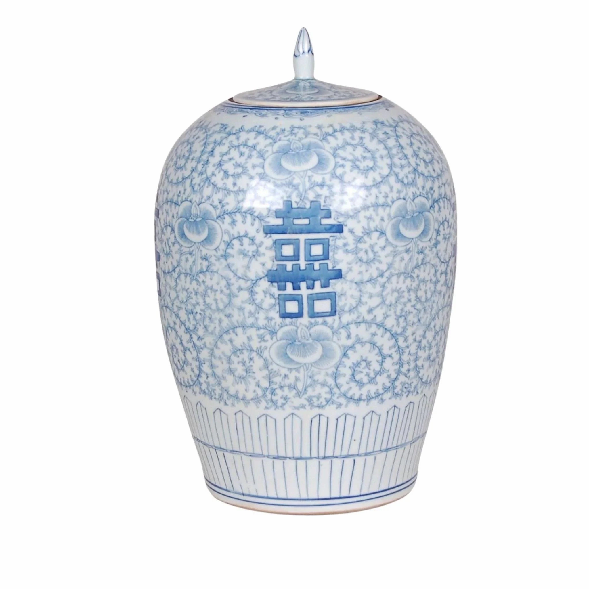 Blue and White Porcelain Double Happiness Melon Jar With Stem vase,flower vase,home decoration