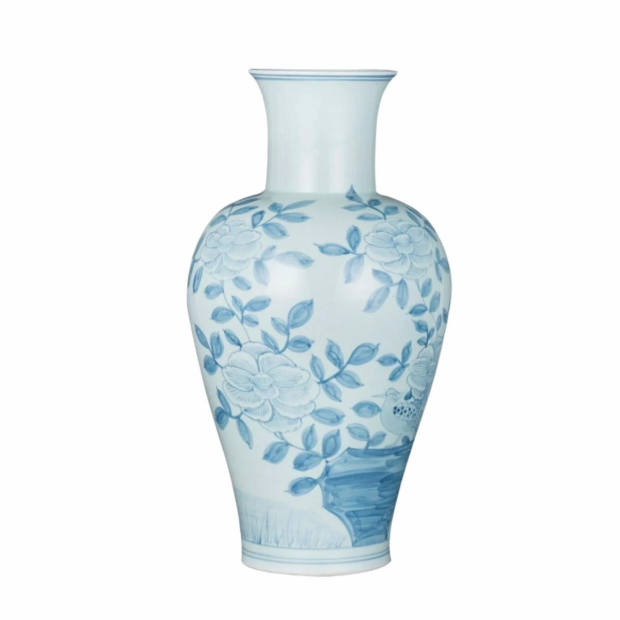 Blue And White Porcelain Fairy Vase Pheasant Flower Motif