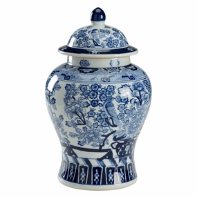 Blue and White Porcelain Floral Covered Urn vase,flower vase,home decoration