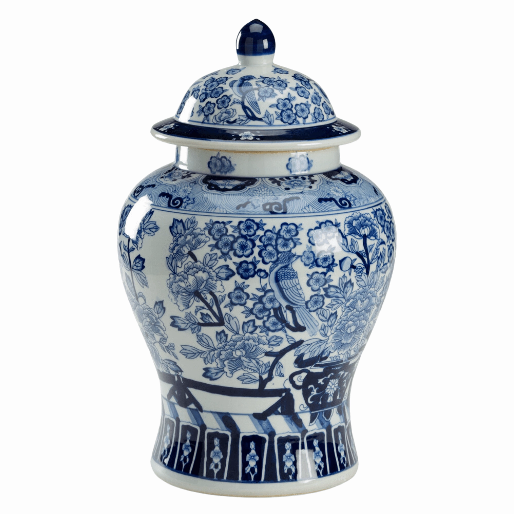 Blue and White Porcelain Floral Covered Urn vase,flower vase,home decoration
