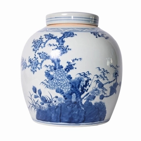 Blue And White Porcelain Four Season Plants Melon Jar vase,flower vase,home decoration