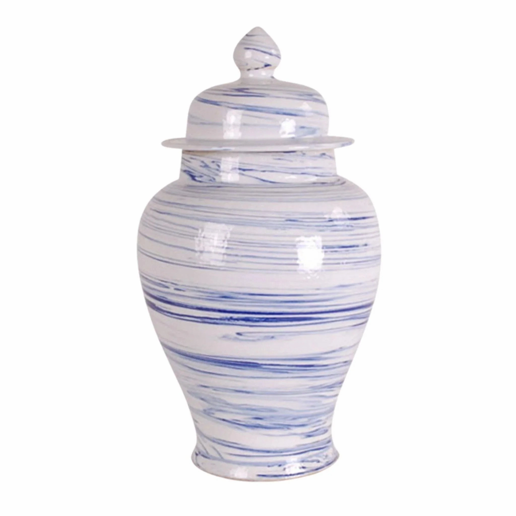 Blue and White Porcelain Marbleized Swirl Ginger Jar vase,flower vase,home decoration