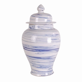 Blue and White Porcelain Marbleized Swirl Ginger Jar vase,flower vase,home decoration