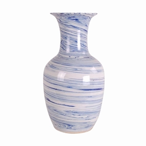 Blue and White Porcelain Marbleized Swirl Vase vase,flower vase,home decoration