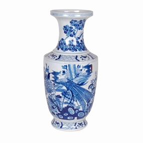 Blue and White Porcelain Peacock Vase vase,flower vase,home decoration